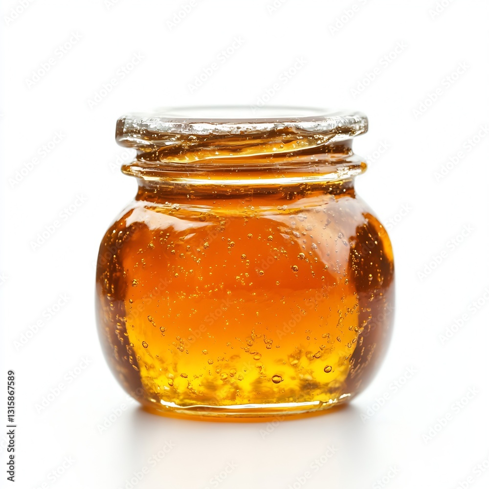Poster charming glass jar filled with golden honey showcasing bubbles and a rustic design for decoration : 