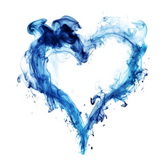 Smoke in the shape of a heart, in blue color, in a clipart style, isolated on a transparent  background png