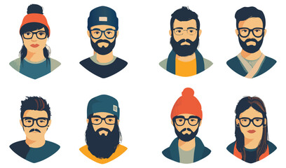 set of funny cartoon man