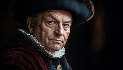 Renaissance Man Portrait, Dark Studio