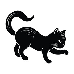 Kitten Chasing Its Own Tail in a Playful Spin Silhouette