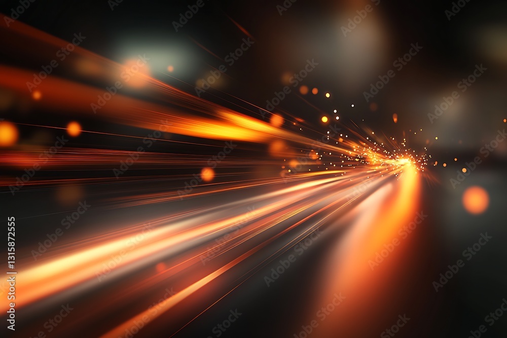 Poster Vibrant light streaks and particles in motion creating an exhilarating abstract background : Generative AI