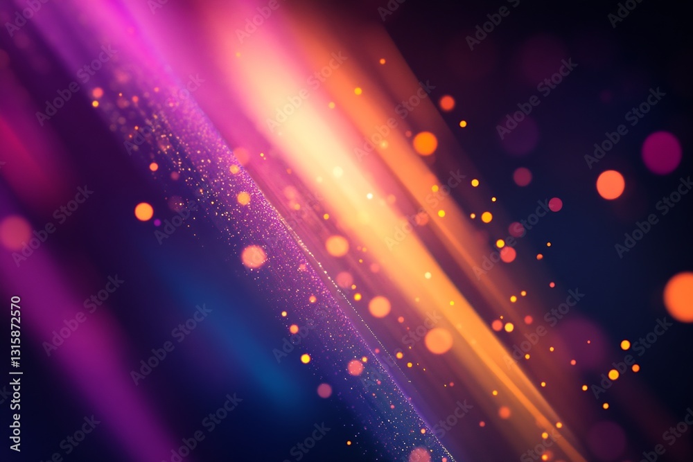 Poster Vibrant abstract art with glowing streaks and colorful particles in a mesmerizing dark background : Generative AI