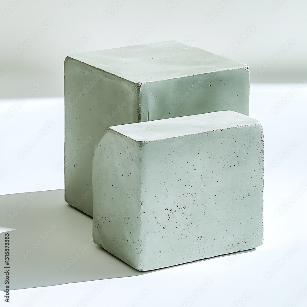 Leinwandbilder Stylish curved and angular concrete blocks designed for modern decor with soft color tones : Generative AI