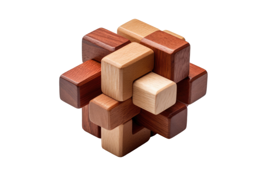 wooden puzzle toy on transparent background