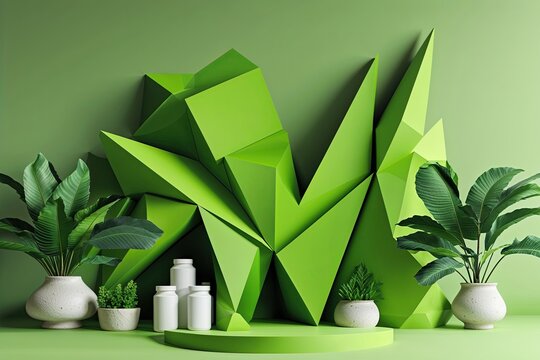 Energetic Lime Green Geometric Structure for Health Campaigns and Web Design