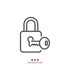 Key unlock thin line icon