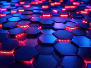 Fototapeta premium A vibrant and dynamic close-up of hexagonal tiles ideal for tech, sci-fi, or digital design projects.