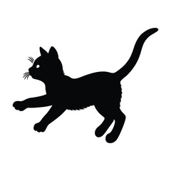 Kitten Hopping Forward in an Energetic Leap Silhouette