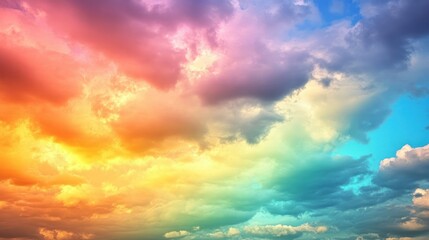 Obraz premium Vibrant Sky: A Multicolored Cloudscape of Hope and Transformation