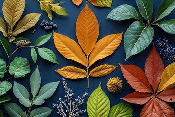 Contemporary Macro Views of Organic Botanical Leaves in Brilliant Seasonal Textures