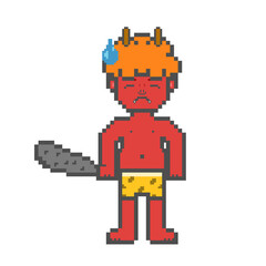 Sweating Red Ogre Pixel Art