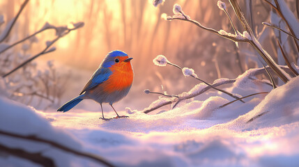 Robin in a Snowy Winter Wonderland
