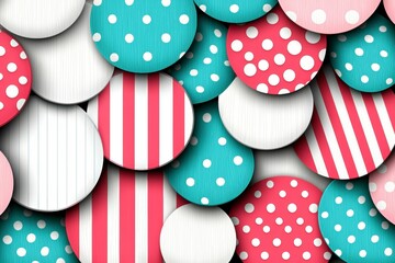 Overlapping Polka Dot and Striped Circles Pattern