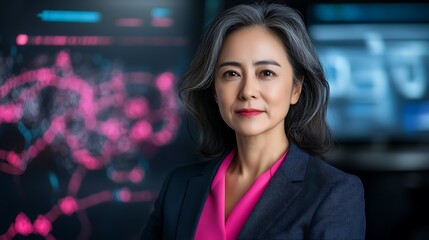 Obraz premium Professional portrait of an innovative leader in a modern high-tech office environment