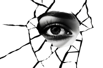 Portrait with Half Face Covered Isolated on Transparent Background