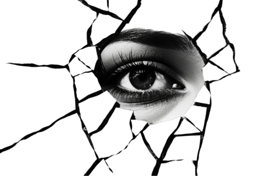 Portrait with Half Face Covered Isolated on Transparent Background