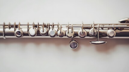 Fototapeta premium Close-up of a Silver Flute, Musical Instrument
