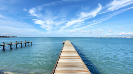 Fototapeta premium Redcliffe - Jetty on Moreton Bay. Beautiful simple AI generated image in 4K, unique.