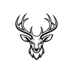 Bold Black and White Deer Head Logo Design