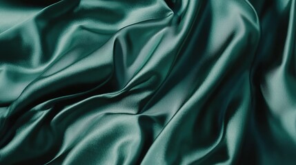 Fototapeta premium Green fabric for draped folds. Abstract texture, silky surface, elegant background.