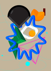 Geometrical graphic retro theme cover. Minimal geometric elements poster design. Vintage abstract shapes template for poster banner.