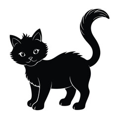 Kitten Standing with Tail Puffed Up in Surprise