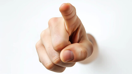 Pointing finger and hand gesture isolated on white background