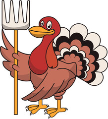Thanksgiving Turkey Character with Cute Cartoon Design. Vector Illustration.