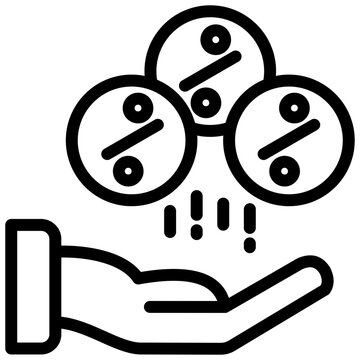 hand holding percentage coins clip art preview