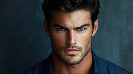 Fototapeta premium Portrait of a Handsome Man with Intense Gaze