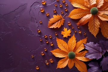 Chic Autumn Design with Vibrant Amber and Rich Purple Background Featuring Soft Textures