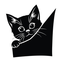 Mischievous Kitten Peeking Out from Behind an Object