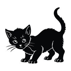 Playful Kitten Crouching, Ready to Pounce with Energy