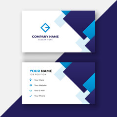 Naklejka premium Blue, white business card design; dark background