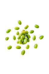 Closeup of fresh juicy organic green cherry tomatoes from the garden isolated on a transparent background without shadow from above, top view, png