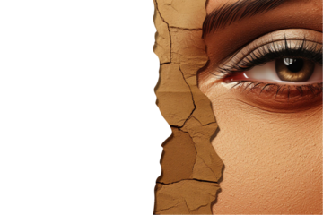 Portrait with Half Face Covered Isolated on Transparent Background