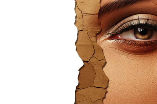 Portrait with Half Face Covered Isolated on Transparent Background