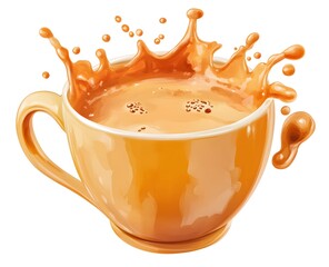 Orange Hot Drink Splashing in a Mug