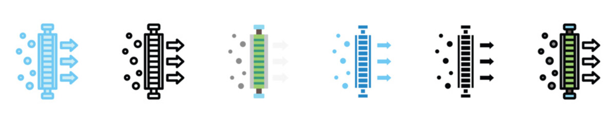 Cabin Filter multi style icons set. use for modern concept, print, UI, UX kit, web and app development. Vector EPS 10, related to car service, auto garage, car spare part.
