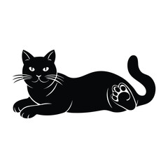 Cat Resting Belly Down with Tucked Paws Comfortably