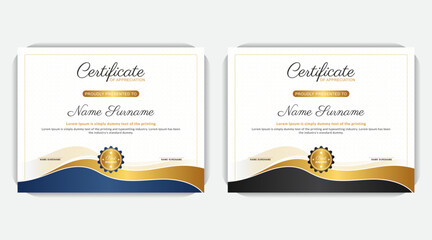 Creative and stylish, Simple background Abstract idea Golden color and dark blue color elegant certificate of appreciation template
