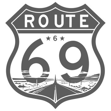 Vintage Route 66 Sign &ndash; Classic American Highway Road Sign Illustration