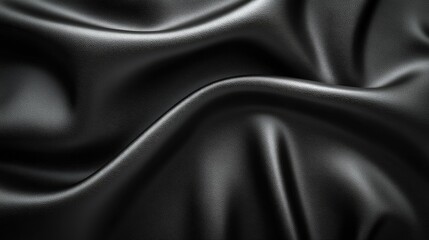 Fototapeta premium Detailed view of a black shiny textile fabric surface