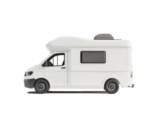 AI-Created Visual of a White Camping Van Displayed on a Pure White Backdrop