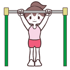 鉄棒をする女性イラスト