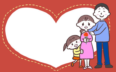 母の日娘のハートフレーム素材