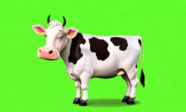 cow on the green screen