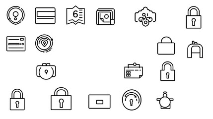 Data Protection line Editable Icons set. Vector illustration in thin line modern style of cyber security related icons: confidentiality, access log, encryption, and more. Isolated on white