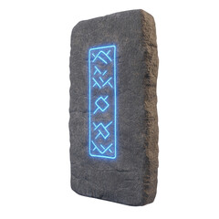 Ancient Stone Tablet with Glowing Rune Symbols Isolated on transparent background